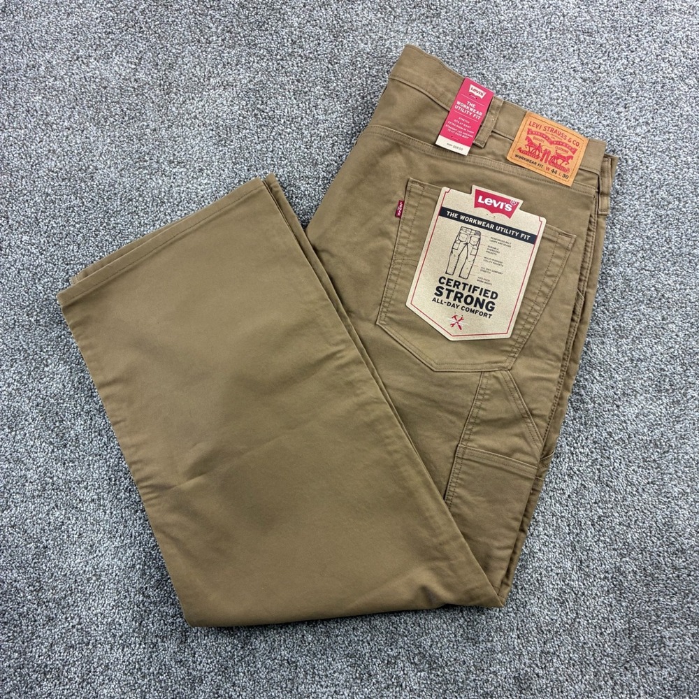 NEW Levi's Chino Pants Mens 44x30 Brown Cotton The Workwear Utility Fit Stretch